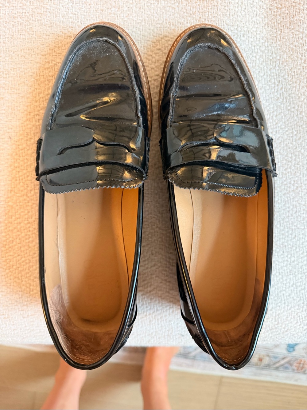 Franco Sarto Black Patent Leather Penny Loafers